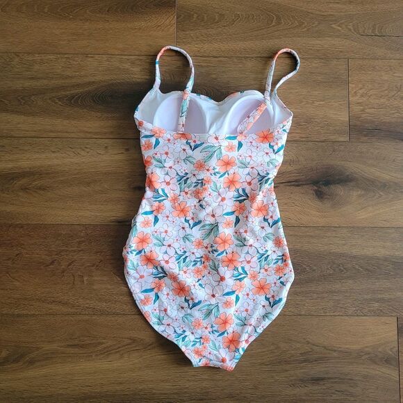 Womens Floral Sz S One Piece Swimsuit Tummy Control Ruched Eomenie New No Tags - Picture 3 of 12